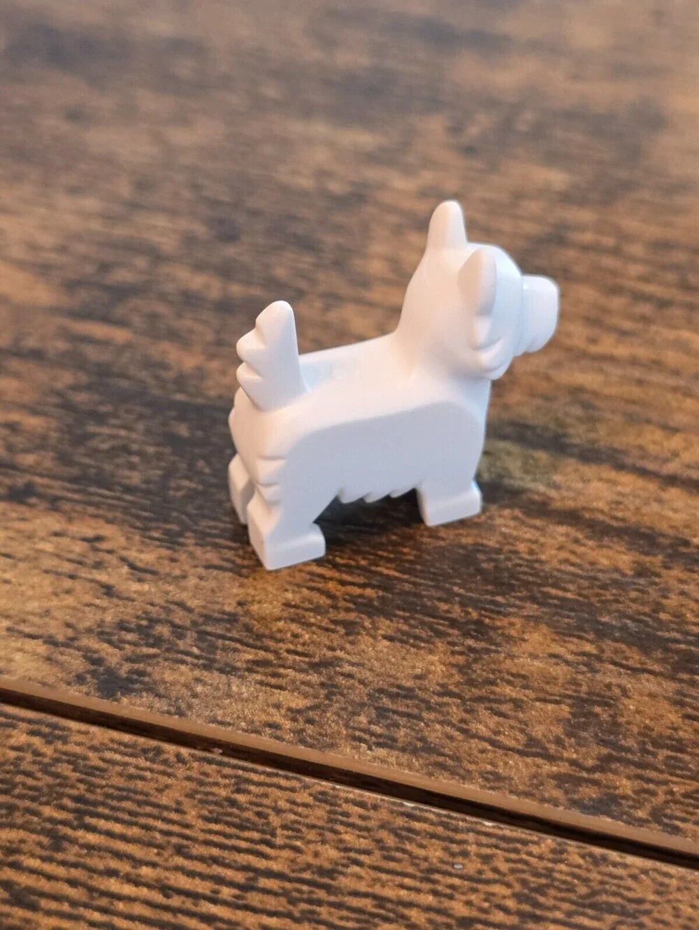 LEGO - Animal, Dog Terrier with Black Eyes and Nose and Pink Tongue - White